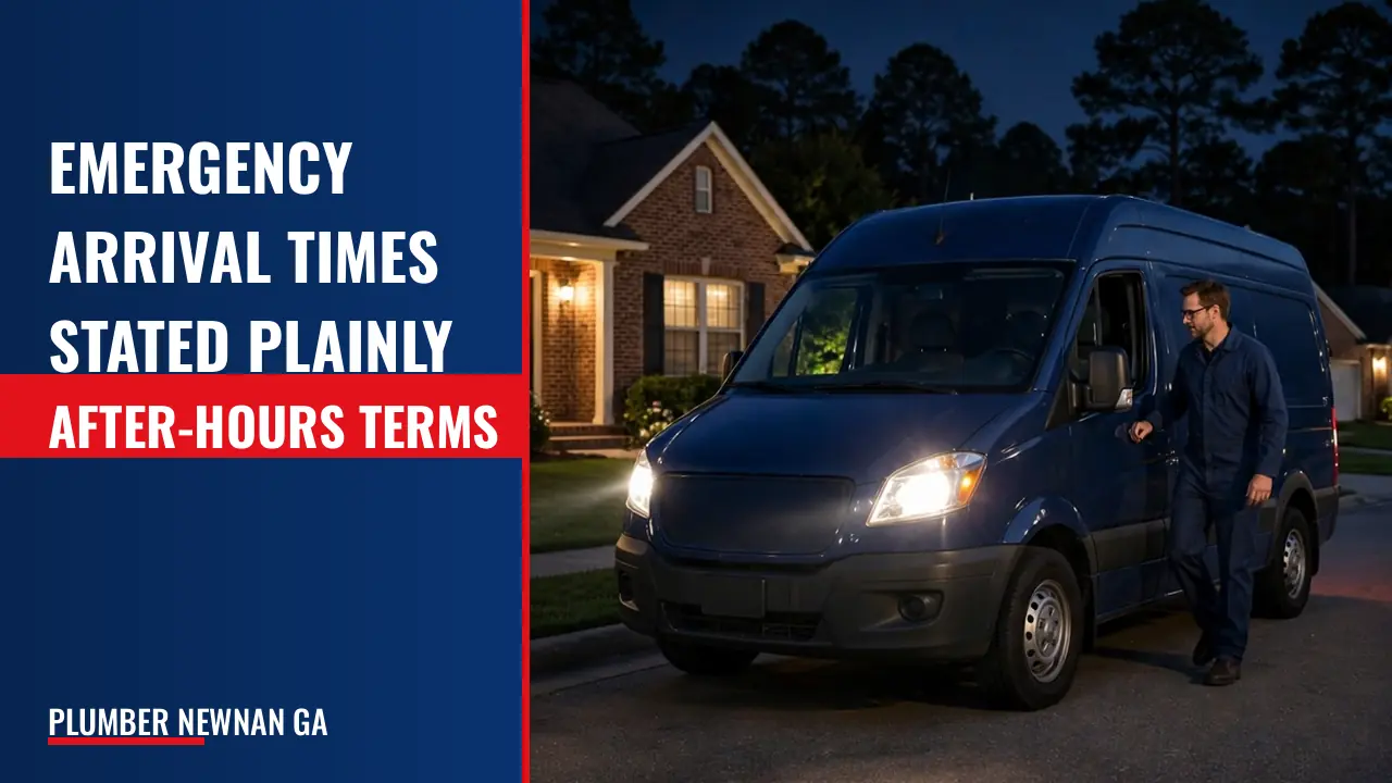 First-party emergency response data: typical arrival windows and after-hours terms, stated plainly.